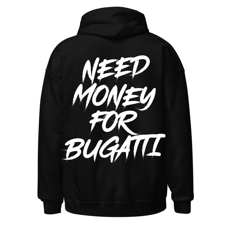Boosted Mayhem Need Bugatti Hoodie — black embroidered hypercar sweatshirt