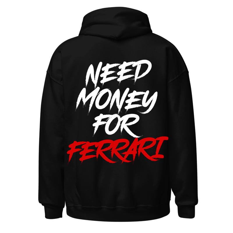 Boosted Mayhem Need Ferrari Hoodie — black embroidered Ferrari sweatshirt