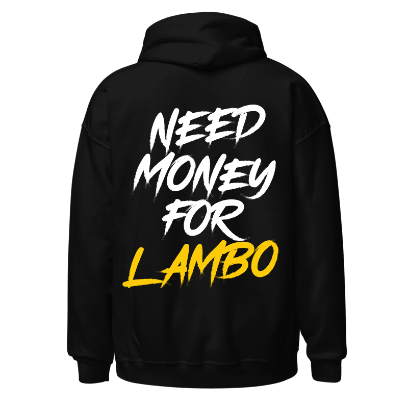 Boosted Mayhem Need Lambo Hoodie — black embroidered Lamborghini sweatshirt
