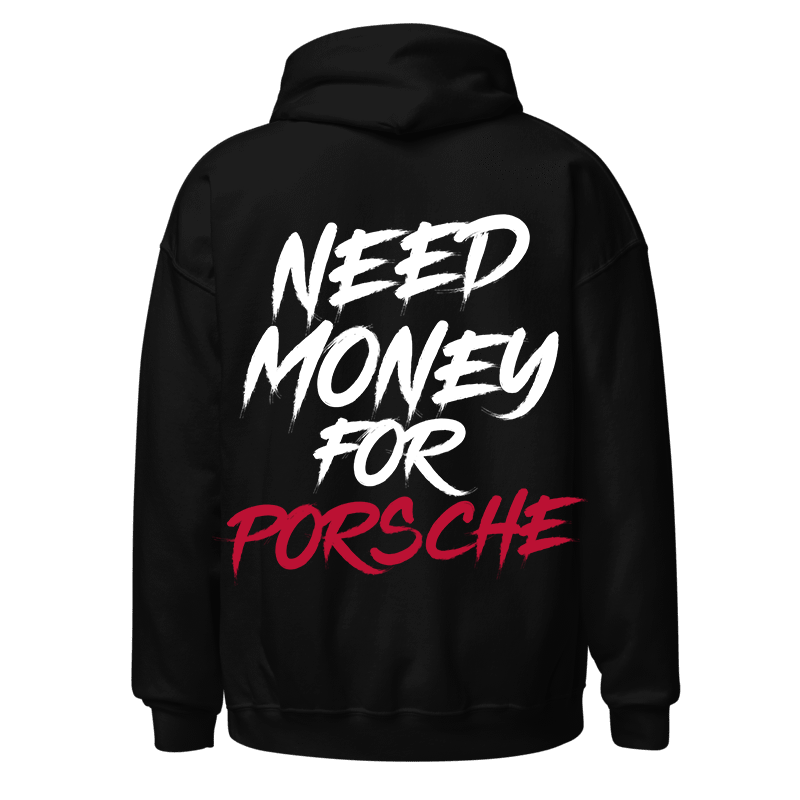 Boosted Mayhem Need Porsche Hoodie — black embroidered 911 enthusiast sweatshirt