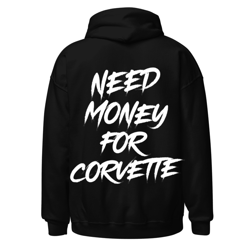 Boosted Mayhem Need Corvette Hoodie — black embroidered Vette sweatshirt